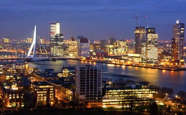 The city of Rotterdam in the evening The city of Rotterdam in the evening